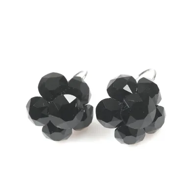 Cercei eleganti din otel inoxidabil cu floare neagra