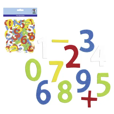 Set 120 de numere colorate din fetru autoadeziv