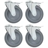 Gossi roti pivotante cu gaura surub, frane duble, 4 buc., 125 mm