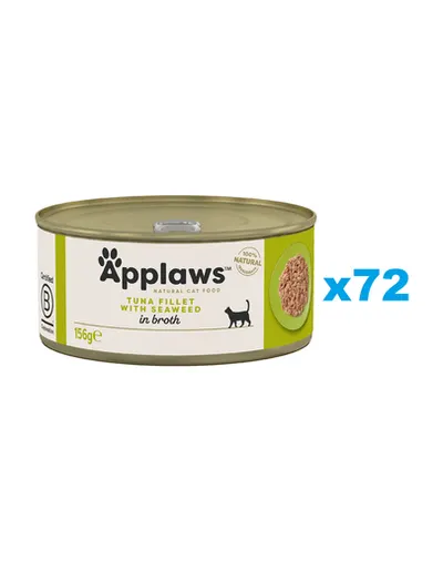 APPLAWS Cat Adult Tuna with Seaweed in Broth ton si alge in sos 72x156 g hrana pisica