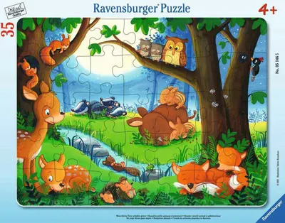 Puzzle Ravensburger din 35 de piese - When small animals go to sleep