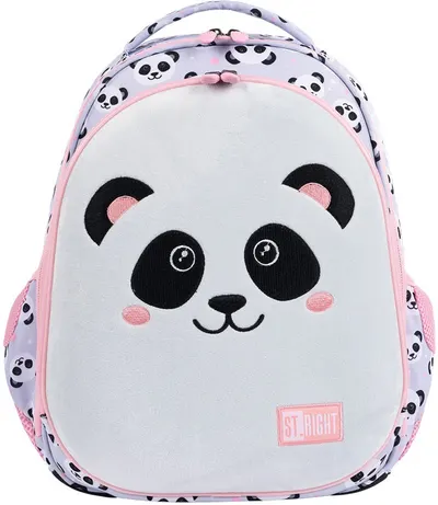 Ghiozdan școlar ergonomic St. Right Grey Panda - Cu 1 compartiment