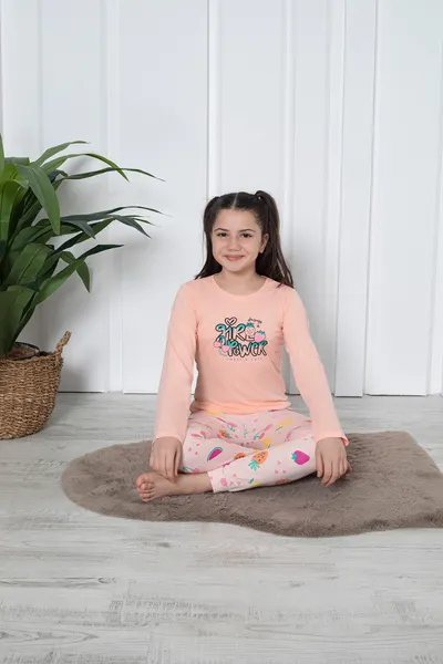 Pijama lunga cu imprimeu, Penye , Girl Power, corai