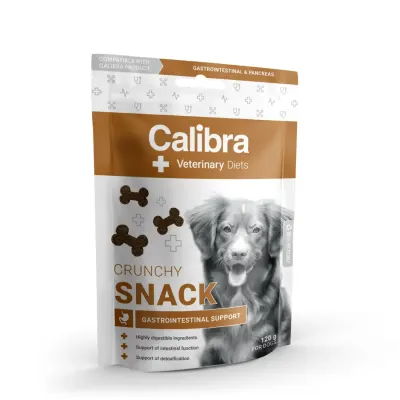 CALIBRA Veterinary Diets Snack Gastrointestinal, XS-XL, Somon, punguță recompense funcționale câini, sistem digestiv, 120g