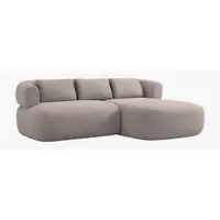 Colțar maro deschis cu tapițerie din țesătură bouclé (cu colț pe partea dreaptă/cu șezlong) Jenny – Micadoni