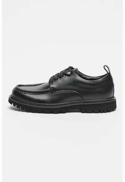 Pantofi din piele cu sireturi - Negru