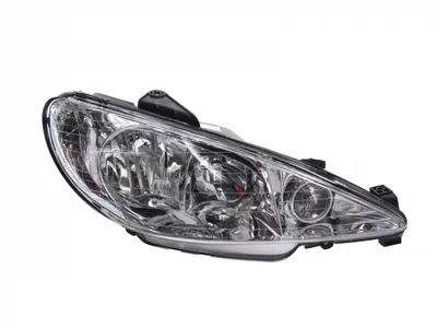 Far dreapta (H1 H7, reglaj electric, fundal argintiu, Semnalizator argintiu) PEUGEOT 206 2003-2009