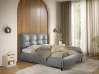 Pat Tapitat cu somiera fixa - Piele Gri - Ramses 160x200