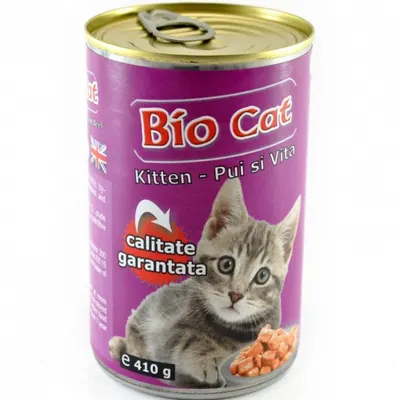 Hrana umeda pentru pisici Biocat Kitten cu pui vita 410 gr