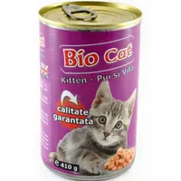 Hrana umeda pentru pisici Biocat Kitten cu pui vita 410 gr