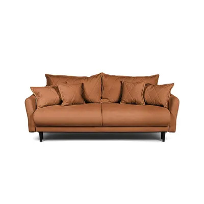 Canapea maro extensibilă/cu spațiu de depozitare cu tapițerie din catifea reiată 215 cm Bjork – Bonami Selection