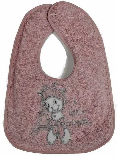 Baveta brodata Bambino Casa - Paris, Rosa