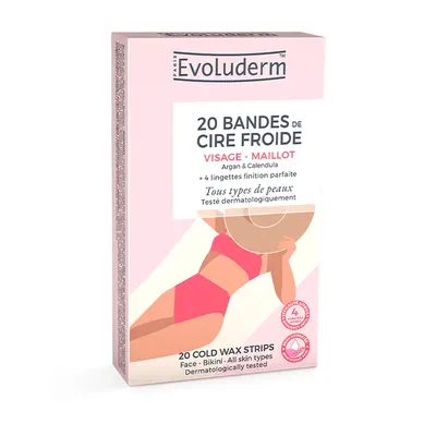 Benzi depilatoare cu ceara rece pentru fata si bikini, 20 bucati, Evoluderm