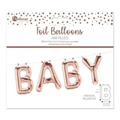 Set baloane roz litere BABY 35x24cm