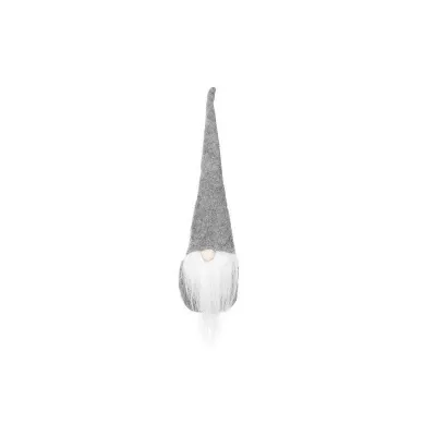 Jucarie Craciun, elf decorativ gri, 30x8 cm, pasla si plastic