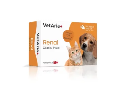VetAria+ Renal Caini si Pisici 30 capsule Twist-off
