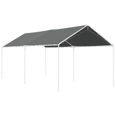 Outsunny Acoperiș Carport 10 x 20 ft, Husă de Schimb Rezistentă la UV cu Corzi Elastice, Gri Închis | Aosom Romania