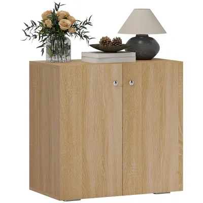 Dulapior Multifunctional cu 2 Usi din Lemn, Manere din Aluminiu, picioare anti-zgariere 70x39x70cm HOMCOM | Aosom Romania