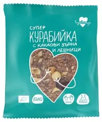 Bio super fursec cu boabe de cacao și alune, 60 g, Kurabijnica