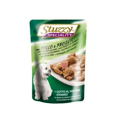 Hrana umeda pentru caini Stuzzy Adult cu pui si sunca 100 g