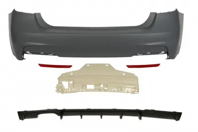 Bara spate pachet M, complet, grunduit, cu iesire teava evacuare dubla BMW Seria 3 F30, F31, F80 SEDAN 1intre 2011-2019