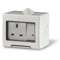 Doza aparenta FOR MODULAR DEV.nIP55 3 MOD. 98x82x66mm 1x13A BRITISH Priza 1x16AX 1W S.P. SWITCH