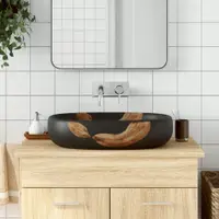 Gossi lavoar de blat, negru, 59x40x14 cm, ceramica, oval