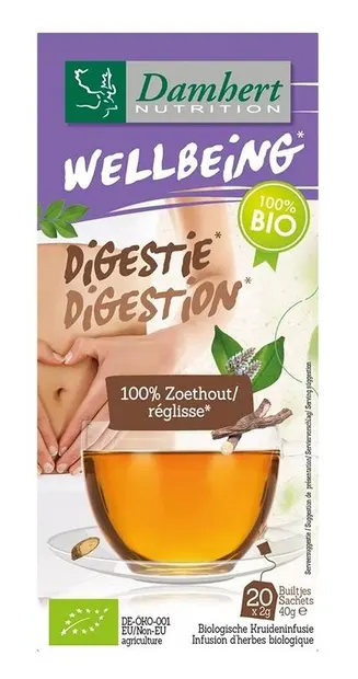 Ceai bio din plante cu lemn dulce pentru digestie, 20 plicuri, Damhert