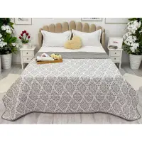 (OFERTA 3 la 199 Lei) Cuvertura matlasata cu doua fete pentru pat dublu , 210x210, Gri, oriental