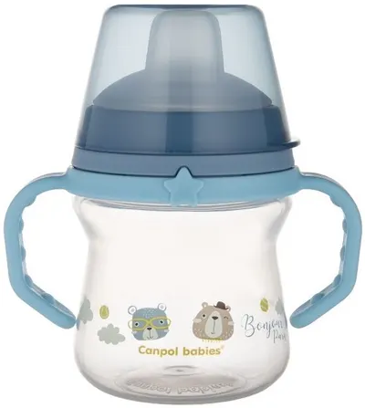 Pahar cu pai Canpol - Bonjour Paris, 150 ml, albastru