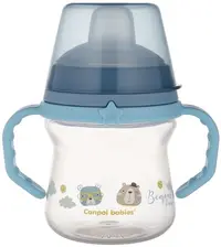 Pahar cu pai Canpol - Bonjour Paris, 150 ml, albastru