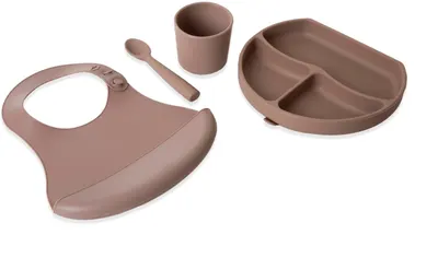 Set de hrănire din silicon BabyJem - 4 piese , Latte