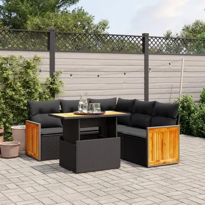 Gossi set mobilier de gradina cu perne, 6 piese, negru, poliratan