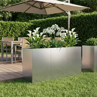 vidaXL Vază pentru Grădină Argintiu 120 x 40 x 60 cm Oțel Galvanizat