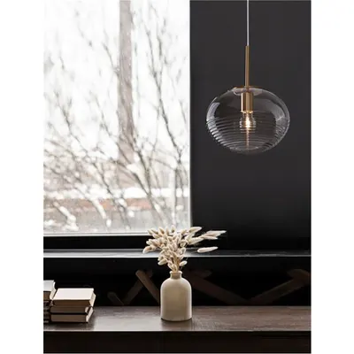 Lampa suspendata MAEVE Sticla clara & Alb Cord & Alama aurie Metal LED E27 1x12 Wat 230 Volt IP20 Fara bec
