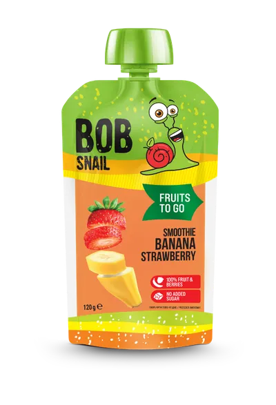 Smoothie cu banana si capsuni, 120g, Bob Snail