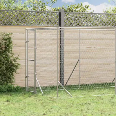 vidaXL Padoc de exterior pentru câini argintiu 2x14x2m oțel galvanizat