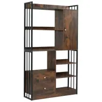 Librărie industrială cu 6 rafturi, Negru+Maro | Aosom Romania