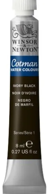 Vopsea de acuarelă Winsor & Newton Cotman - negru, 8 ml