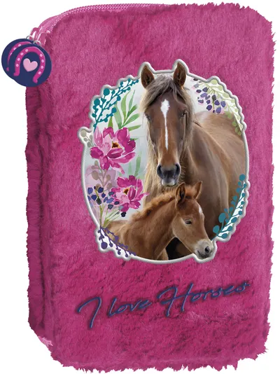 Penar scolar Derform Horses - cu 2 fermoare, plus