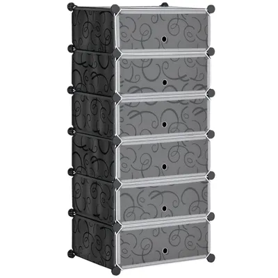 HOMCOM Mobilier de depozitare pentru pantofi modular 6 cuburi dreptunghiulare empilabile - negru | Aosom Romania