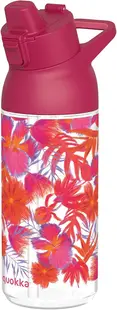 Sticlă de apă Quokka Swift - Red Flowers, 785 ml