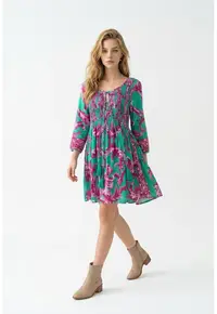 Rochie scurta tip camasa din bumbac imprimat 16