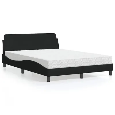 vidaXL Pat cu saltea, Dover, negru, 140x190 cm, textil