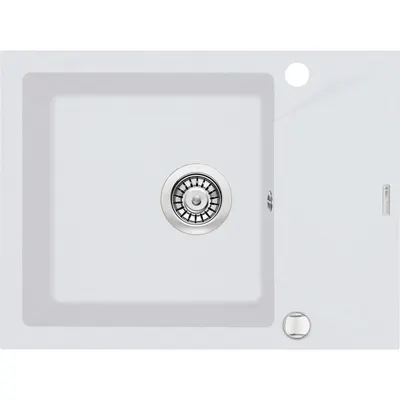 Chiuveta bucatarie compozit cu picurator alb mat 59 cm Deante Evora