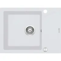 Chiuveta bucatarie compozit cu picurator alb mat 59 cm Deante Evora