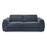 Canapea albastru-închis pentru dormitul zilnic/extensibilă cu tapițerie din catifea reiată 220 cm Hugo – Bobochic Paris