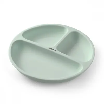 Farfurie din silicon cu ventuza pentru copii Babyono verde
