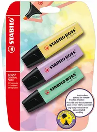 Set de markere text Stabilo Boss Original - 3 culori, pastel