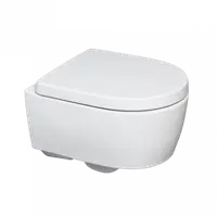 Set vas wc suspendat rimless, cu spalare verticala si capac soft close din duroplast, alb, Geberit iCon